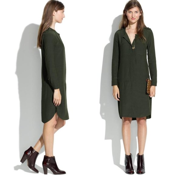 Madewell Dresses & Skirts - Madewell Green Cargo Tunic Shirt Dress S